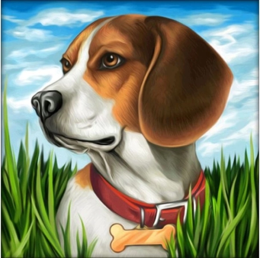Diamantni mozaik (diamond painting) pes beagle 30 × 30 cm - 1 kos