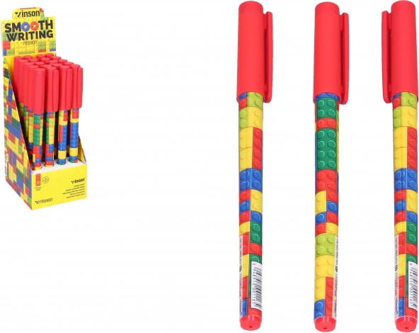 Kemični svinčnik z modrim črnilom 0,7 mm – kockast dizajn