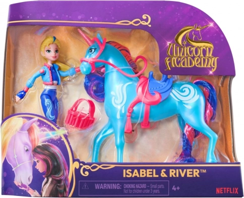 Figurica Unicorn Academy Punčka Isabel in Samorog River