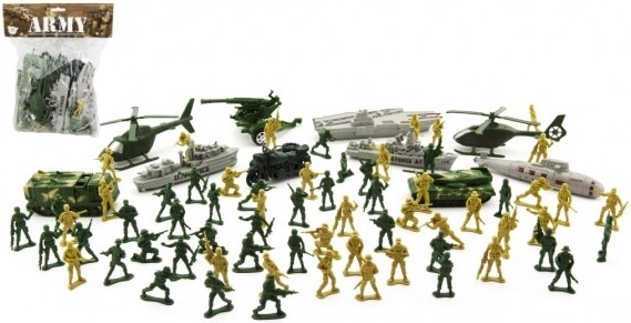 Set plastičnih vojakov z dodatki, 81 kosov