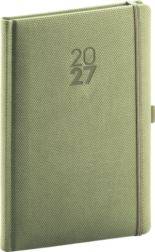 Tedenski planer Notique Diamante 2027 olivni 15 × 21 cm