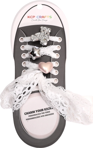 Set of decorative lace accessories – glitter bear and lace