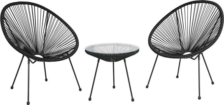 Baby Mix black garden set for balcony and terrace 2+1