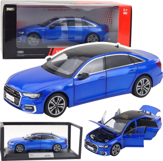 Kovinski model avtomobila audi a6 l 1:18 z lučmi in zvoki – moder