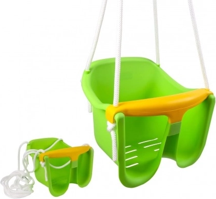 Otroška gugalnica Baby, plastična z varnostno ograjico – Zelena