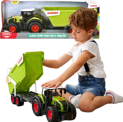 Interaktivni traktor Claas s prikolico Dickie s svetlobo in zvokom