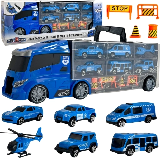 Tovornjak s transporterjem 3v1 Modra Policija