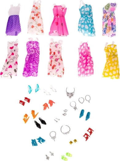 Set oblačil in dodatkov za punčke - 43 kosov