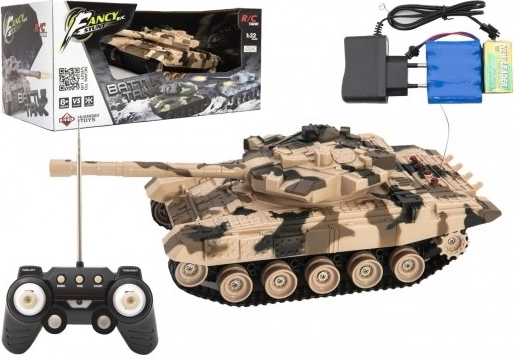 Daljinsko upravljan tank s polnilnim paketom in zvočnimi učinki