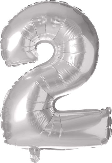 Folijski balon številka 2, 30 cm, srebrn TORO