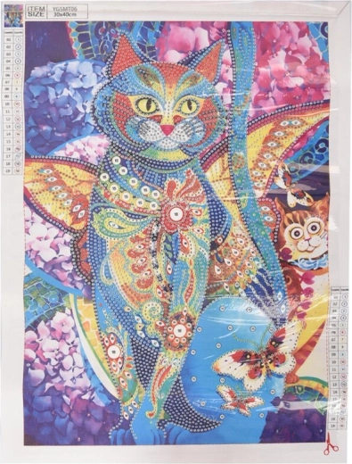 Diamantno slikanje svetleča mačka 30 × 40 cm