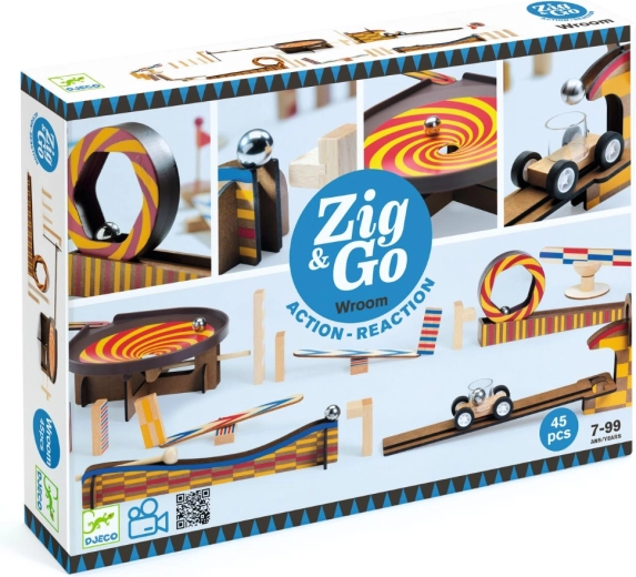 Djeco lesena proga za frnikole Zig & Go, 45 delov