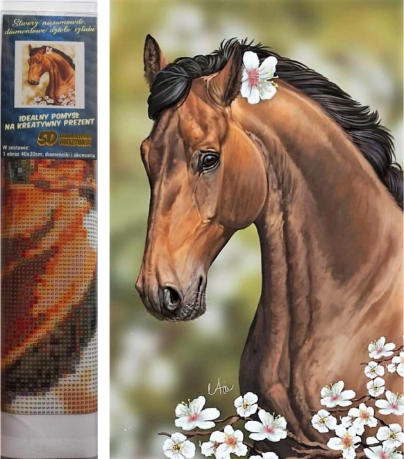 Norimpex diamantno slikanje Konj z rožami 30x40 cm