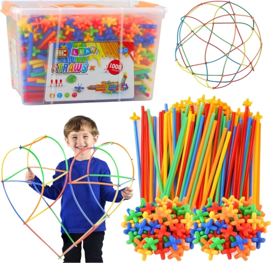 Konstrukcijski komplet slamic STRAWS, 1000 kosov v kovčku