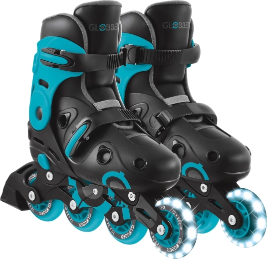 Globber Go Skates Lights otroške rolerje z osvetljenim sprednjim kolesom (LED) črno-modre 34–37