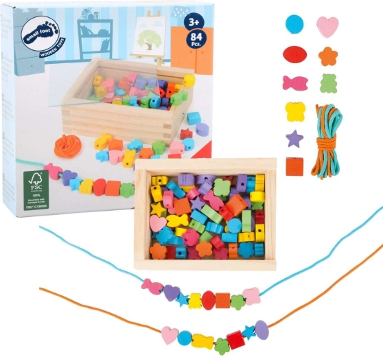 Small Foot lesene perlice za nanizanje različnih oblik v škatli