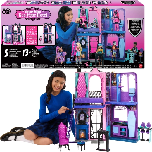 Monster High Boo-tique hotel – strašljiva zložljiva hotelska hišica z pohištvom in dodatki