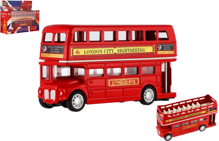 Kovinski londonski dvonadstropni avtobus z vzvratnim pogonom