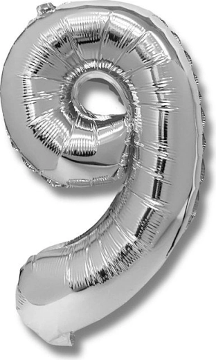 Foliasti balon številka 9 srebrn 40 cm