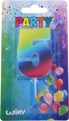 Party svečka številka 5 mavrična