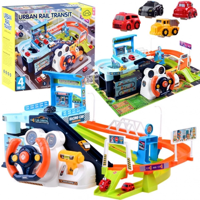 Car Track with Electric Lift and Steering Wheel