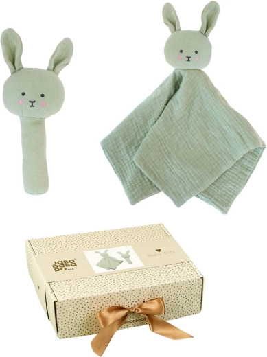 Jabadabado darilni set za dojenčka z ninico in ropotuljico bunny zelena