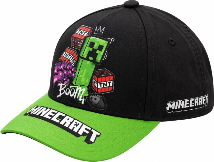 Otroška kapa s ščitnikom Minecraft Creeper Boom, črno-zelena, 55 cm