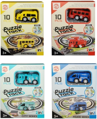 Navijalni avtomobilček s sestavljivo puzzle progo