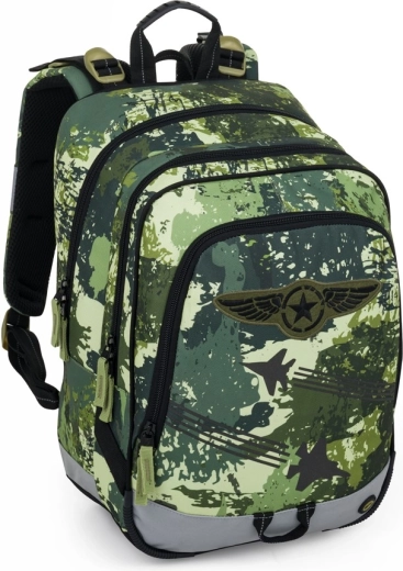 Bagmaster Alfa 25 B school three-compartment backpack with fighter jets