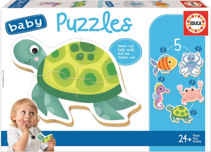 Educa baby puzzle vodne živali 5v1 (3–5 koščkov)