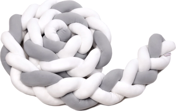 Pleteni obrobnjak 180 cm white + grey