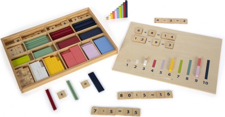Lesena matematična škatla v zabojčku SMALL FOOT Educate