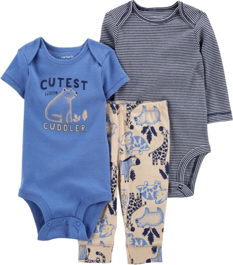 CARTER'S 3-delni komplet: bodi s kratkimi rokavi, bodi z dolgimi rokavi in trenirka Blue Safari za fantke – NB, vel. L 56