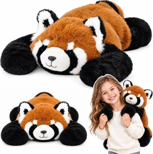 Rdeča plišasta panda z dolgimi tačkami, 60 cm