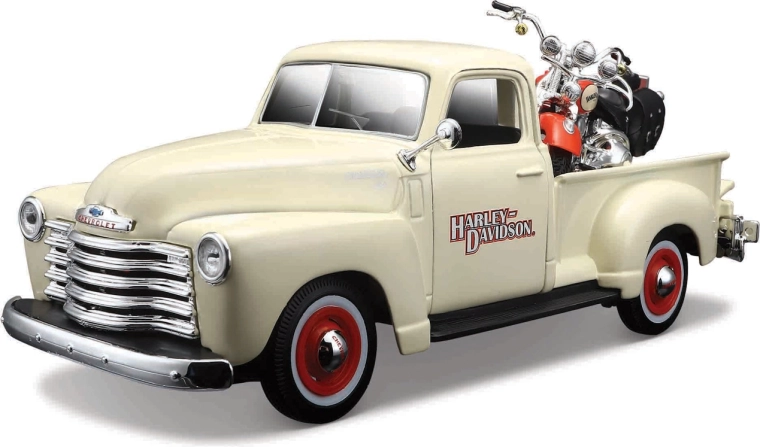 Maisto Harley-Davidson Custom – 1950 Chevrolet 3100 Pickup and 2001 FLSTS Heritage Springer 1:24