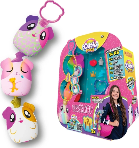 Cutie Pops mini pliš s presenečenjem – komplet 5 kosov
