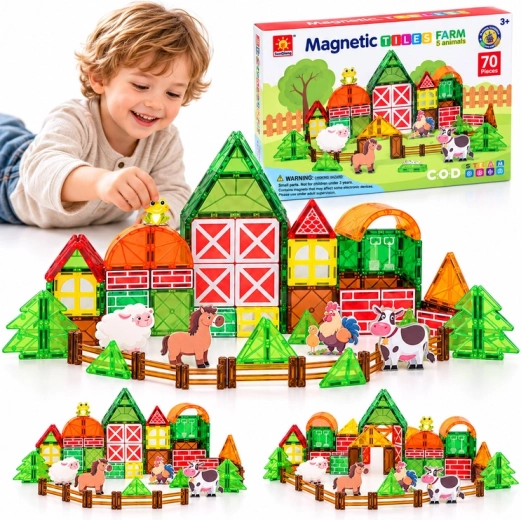 Magnetic Farm Building Set, 70 Pieces