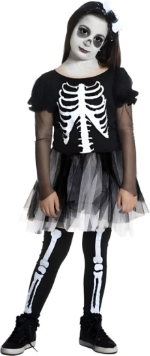 Stilna obleka s skeletnim potiskom