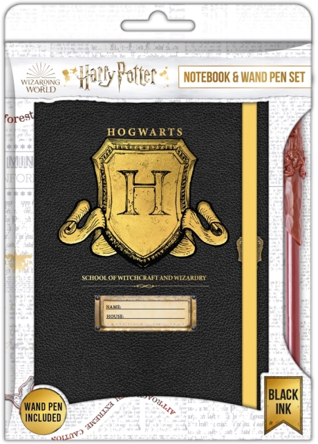 Harry Potter – zvezek z grbom Bradavičarke A5 in pero v obliki paličice