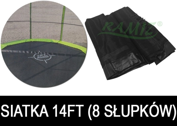 Zaščitna mreža za vrtni trampolin 427 cm 14FT, 8 tunelov za stebre – črna