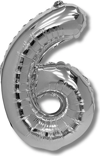 Folijski balon številka 6 srebrn 40 cm