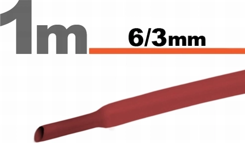 Rdeča skrčljiva cev 6/3 mm