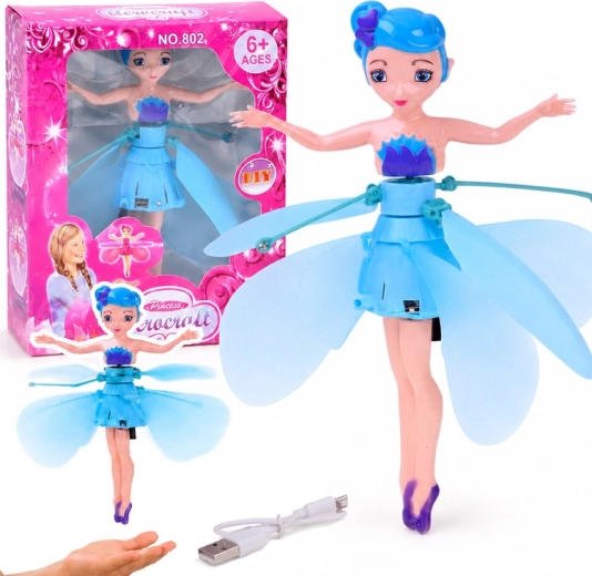Flying interactive fairy with hand sensor and light 19 cm
