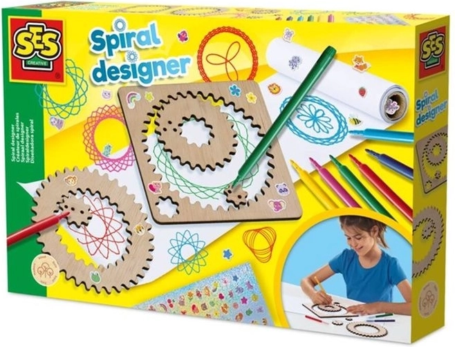 SES Creative spiralni risalnik – leseni komplet za risanje spiral