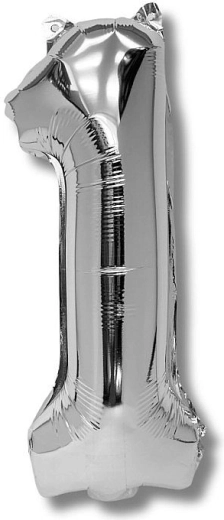Foliasti balon številka 1, 40 cm, srebrn