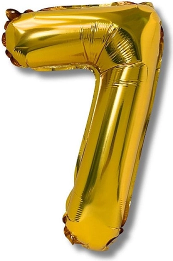 Foliasti balon številka 7, 40 cm, zlata barva