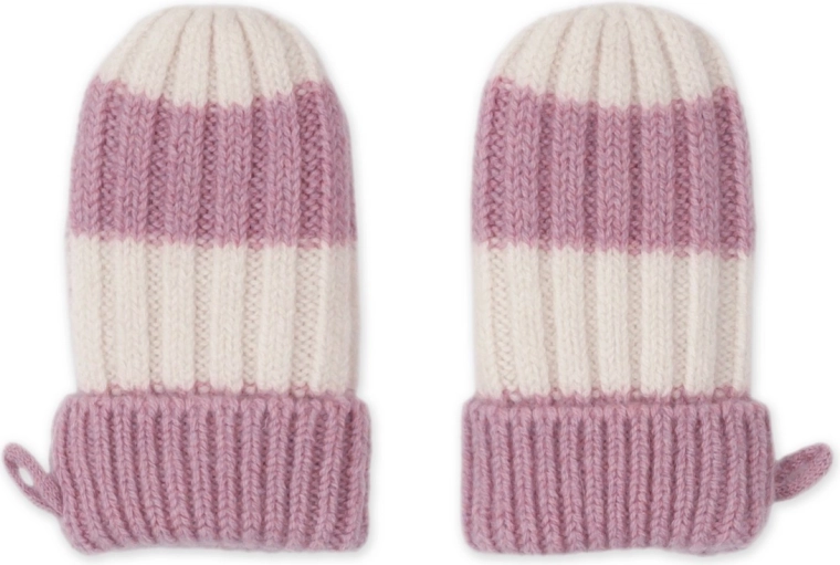 Lodger merino gloves stripe mauve 0–12 months