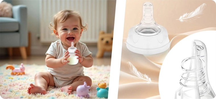 Dinamičen silikonski cuclj za naravno sesanje