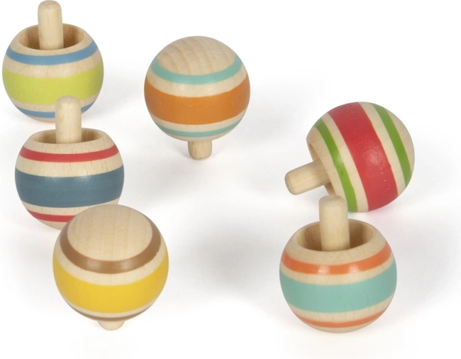 Small foot Leseni vrtavček s črtami 1 kos