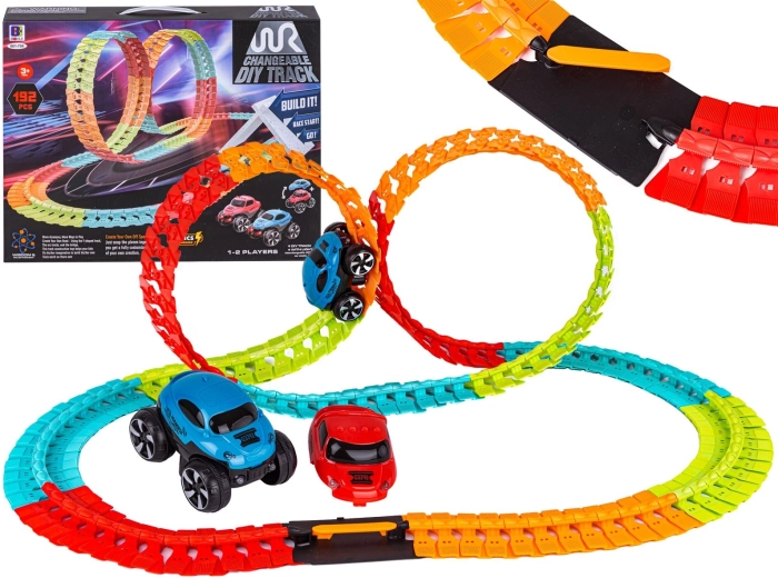 Elastic race track for toy cars 192 pieces - 1 pc